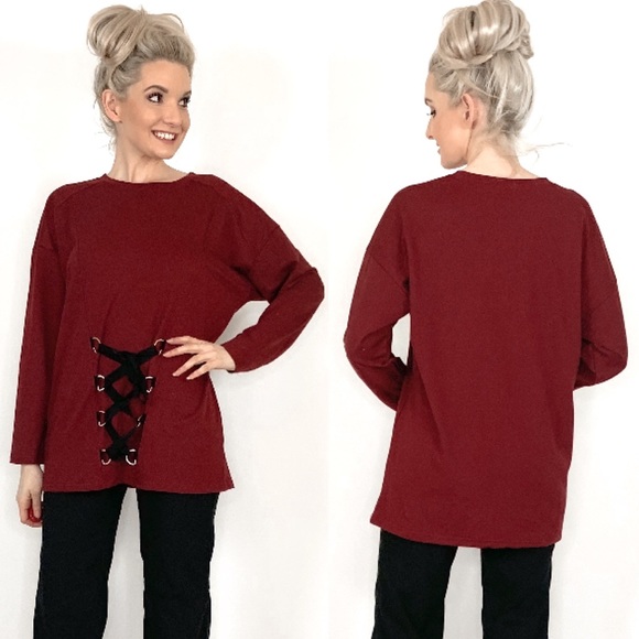 Burgundy Red Oversized Sweater Very J - Picture 2 of 8